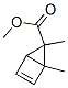 Bicyclo[2.1.0]pent-2-ene-5-carboxylic acid, 1,5-dimethyl-, methyl ester, Structure