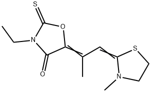 3-ethyl-5-[1-methyl-2-(3-methyl-2-thiazolidin-2-ylidene)ethylidene]-2-thioxooxazolidin-4-one 구조식 이미지