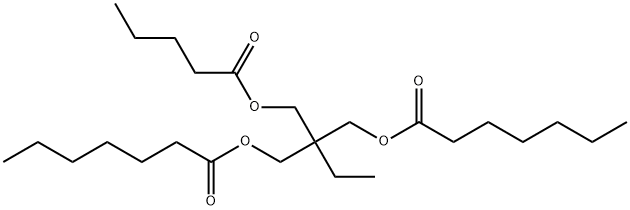 Bis(heptanoic acid)2-ethyl-2-[[(1-oxopentyl)oxy]methyl]-1,3-propanediyl ester Structure