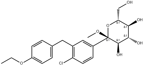 (2S,3R,4S,5S,6R)-2-(4-chloro-3-(4-ethoxybenzyl)phenyl)-6-(hydroxyMethyl)-2-Methoxytetrahydro-2H-pyran-3,4,5-triol 구조식 이미지