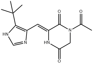 2,5-Piperazinedione, 1-acetyl-3-[[5-(1,1-dimethylethyl)-1H-imidazol-4-yl]methylene]-, (3Z)- Structure