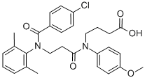 N-(N-(p-Chlorobenzoyl)-3-(2,6-dimethylanilino)propionyl)-4-(p-anisidin o)butyric acid Structure