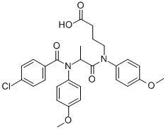 N-(N-(p-클로로벤조일)-3-(p-아니시디노)프로피오닐)-4-(p-아니시디노)부티르산 구조식 이미지