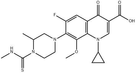 3-Quinolinecarboxylic acid, 1-cyclopropyl-6-fluoro-1,4-dihydro-8-Methoxy-7-[3-Methyl-4-[(MethylaMino)thioxoMethyl]-1-piperazinyl]-4-oxo- 구조식 이미지