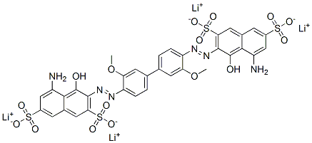 tetralithium 3,3'-[(3,3'-dimethoxy[1,1'-biphenyl]-4,4'-diyl)bis(azo)]bis[5-amino-4-hydroxynaphthalene-2,7-disulphonate] 구조식 이미지