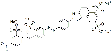 tetrasodium 2-[4-[[4-[2-(4-nitro-2-sulphonatophenyl)vinyl]-3-sulphonatophenyl]azo]phenyl]naphtho[1,2-d]triazole-6,8-disulphonate 구조식 이미지