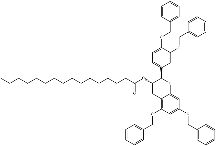(2R-trans)-5,7-bis(benzyloxy)-2-[3,4-bis(phenylmethoxy)phenyl]-3,4-dihydro-2H-1-benzopyran-3-yl palmitate 구조식 이미지