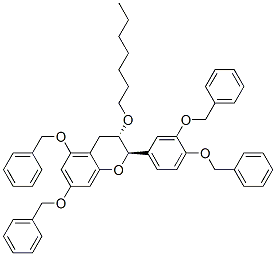 (2R-trans)-2-[3,4-bis(phenylmethoxy)phenyl]-3-(heptyloxy)-3,4-dihydro-5,7-bis(phenylmethoxy)-2H-1-benzopyran 구조식 이미지