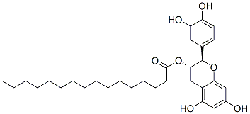 (2R-trans)-2-(3,4-dihydroxyphenyl)-3,4-dihydro-5,7-dihydroxy-2H-1-benzopyran-3-yl palmitate 구조식 이미지
