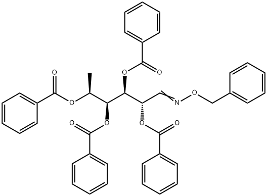 2-O,3-O,4-O,5-O-Tetrabenzoyl-6-deoxy-L-mannose O-benzyl oxime Structure