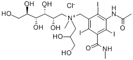 D-Glucammonium, N-(3-acetamido-5-(methylcarbamoyl)-2,4,6-triiodobenzyl )-N-(2,3-dihydroxypropyl)-N-methyl-, chloride Structure