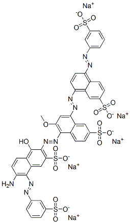 pentasodium 5-[[6-amino-1-hydroxy-3-sulphonato-5-[(3-sulphonatophenyl)azo]-2-naphthyl]azo]-6-methoxy-8-[[7-sulphonato-4-[(3-sulphonatophenyl)azo]naphthyl]azo]naphthalene-2-sulphonate 구조식 이미지