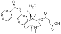 벤젠카보티오산,S-(1,2,3,4,5,6-헥사하이드로-3,6,11-트리메틸-2,6-메타노-3-벤자조신-8-일)에스테르,(2-알파,6-알파,11R*)-,(+-)-,(E)-2-부텐디오에이트(1:1),수화물 구조식 이미지