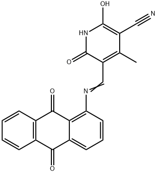 5-[[(9,10-dihydro-9,10-dioxo-1-anthryl)imino]methyl]-1,2-dihydro-6-hydroxy-4-methyl-2-oxonicotinonitrile 구조식 이미지