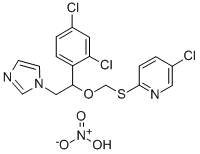 Pyridine, 5-chloro-2-(((1-(2,4-dichlorophenyl)-2-(1H-imidazol-1-yl)eth oxy)methyl)thio)-, mononitrate Structure