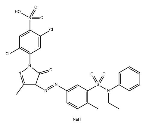 sodium 2,5-dichloro-4-[4-[[3-[(ethylphenylamino)sulphonyl]-p-tolyl]azo]-4,5-dihydro-3-methyl-5-oxo-1H-pyrazol-1-yl]benzenesulphonate 구조식 이미지