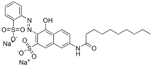 disodium 4-hydroxy-7-[(1-oxodecyl)amino]-3-[(2-sulphonatophenyl)azo]naphthalene-2-sulphonate  Structure