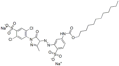 disodium 2,5-dichloro-4-[4-[[5-[[(dodecyloxy)carbonyl]amino]-2-sulphonatophenyl]azo]-4,5-dihydro-3-methyl-5-oxo-1H-pyrazol-1-yl]benzenesulphonate 구조식 이미지