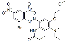N-[2-[(2-Bromo-4,6-dinitrophenyl)azo]-5-(diethylamino)-4-(2-methoxyethoxy)phenyl]propanamide 구조식 이미지