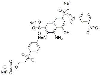 4-Amino-5-hydroxy-6-[(3-nitrophenyl)azo]-3-[[4-[[2-(sulfooxy)ethyl]sulfonyl]phenyl]azo]-2,7-naphthalenedisulfonic acid trisodium salt 구조식 이미지