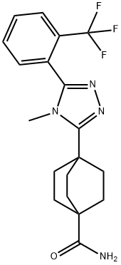 Bicyclo[2.2.2]octane-1-carboxaMide, 4-[4-Methyl-5-[2-(trifluoroMethyl)phenyl]-4H-1,2,4-triazol-3-yl]- 구조식 이미지