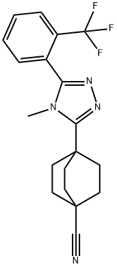 Bicyclo[2.2.2]octane-1-carbonitrile, 4-[4-Methyl-5-[2-(trifluoroMethyl)phenyl]-4H-1,2,4-triazol-3-yl]- 구조식 이미지