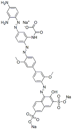 N-[5-[(2,4-Diaminophenyl)azo]-2-[[4'-[[2-hydroxy-3,6-bis(sodiosulfo)-1-naphthalenyl]azo]-3,3'-dimethoxy[1,1'-biphenyl]-4-yl]azo]phenyl]oxamidic acid sodium salt 구조식 이미지