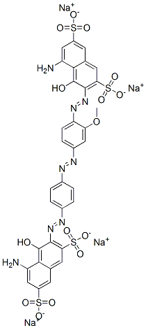 tetrasodium 5-amino-3-[[4-[[4-[(8-amino-1-hydroxy-3,6-disulphonato-2-naphthyl)azo]-3-methoxyphenyl]azo]phenyl]azo]-4-hydroxynaphthalene-2,7-disulphonate 구조식 이미지