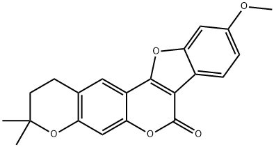 2,3-Dihydro-10-methoxy-3,3-dimethyl-1H,7H-benzofuro[3,2-c]pyrano[3,2-g][1]benzopyran-7-one 구조식 이미지