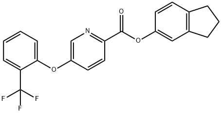 2-Pyridinecarboxylic acid, 5-(2-(trifluoromethyl)phenoxy)-, 2,3-dihydr o-1H-inden-5-yl ester Structure