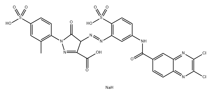 trisodium 4-[[5-[[(2,3-dichloro-6-quinoxalinyl)carbonyl]amino]-2-sulphonatophenyl]azo]-4,5-dihydro-1-(2-methyl-4-sulphonatophenyl)-5-oxo-1H-pyrazole-3-carboxylate 구조식 이미지