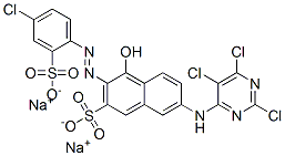 3-[(4-Chloro-2-sulfophenyl)azo]-4-hydroxy-7-[(2,5,6-trichloro-4-pyrimidinyl)amino]-2-naphthalenesulfonic acid disodium salt Structure