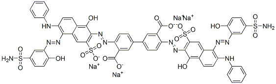 tetrasodium 4,4'-bis[[5-[[5-(aminosulphonyl)-2-hydroxyphenyl]azo]-1-hydroxy-6-(phenylamino)-3-sulphonato-2-naphthyl]azo][1,1'-biphenyl]-3,3'-dicarboxylate 구조식 이미지