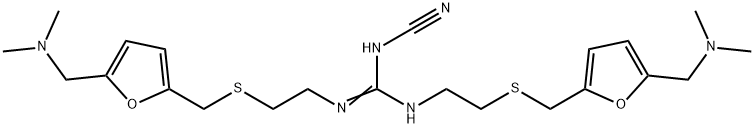 3-cyano-1,2-bis[2-[[5-(dimethylaminomethyl)-2-furyl]methylsulfanyl]eth yl]guanidine Structure