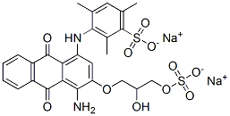 disodium 3-[[4-amino-9,10-dihydro-3-[2-hydroxy-3-(sulphonatooxy)propoxy]-9,10-dioxo-1-anthryl]amino]-2,4,6-trimethylbenzenesulphonate 구조식 이미지