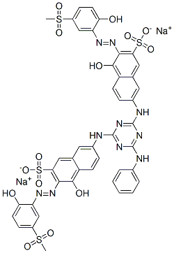 disodium 7,7'-[[6-(phenylamino)-1,3,5-triazine-2,4-diyl]diimino]bis[4-hydroxy-3-[[2-hydroxy-5-(methylsulphonyl)phenyl]azo]naphthalene-2-sulphonate] 구조식 이미지