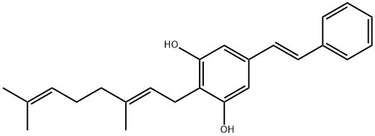 2-[(2E)-3,7-Dimethyl-2,6-octadienyl]-5-[(1E)-2-phenylethenyl]-1,3-benzenediol Structure