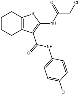 2-(2-Chloro-acetylamino)-4,5,6,7-tetrahydro-benzo[b]thiophene-3-carboxylic acid (4-chloro-phenyl)-amide 구조식 이미지