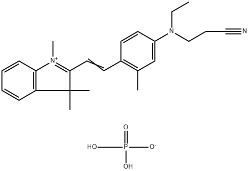 2-[2-[4-[(2-cyanoethyl)ethylamino]-o-tolyl]vinyl]-1,3,3-trimethyl-3H-indolium dihydrogen phosphate 구조식 이미지