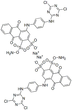 disodium 1-amino-4-[[4-[(4,6-dichloro-1,3,5-triazin-2-yl)amino]phenyl]amino]-9,10-dihydro-9,10-dioxoanthracenedisulphonate Structure