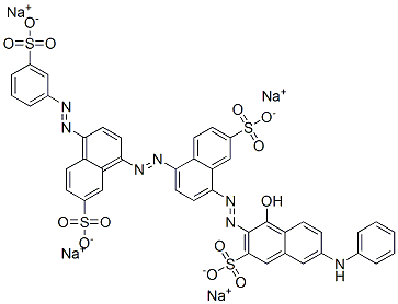 8-[1-hydroxy-6-(phenylamino)-3-sulpho-2-naphthyl)azo]-5-[[7-sulpho-4-[(3-sulphophenyl)azo]-1-naphthyl]azo]naphthalene-2-sulphonic acid, sodium salt Structure