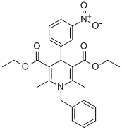 3,5-Pyridinedicarboxylic acid, 1,4-dihydro-2,6-dimethyl-4-(3-nitrophen yl)-1-(phenylmethyl)-, diethyl ester Structure