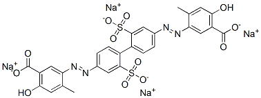 3,3'-[(2,2'-Disulfo[1,1'-biphenyl]-4,4'-diyl)bis(azo)]bis[6-hydroxy-4-methylbenzoic acid]tetrasodium salt 구조식 이미지