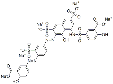 5-[[[7-[[4-[(3-Carboxy-4-hydroxyphenyl)azo]-3-sulfophenyl]azo]-8-hydroxy-3,6-disulfo-1-naphthalenyl]amino]sulfonyl]-2-hydroxybenzoic acid pentasodium salt Structure