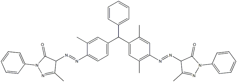 4-[[4-[[4-[[(4,5-Dihydro-3-methyl-5-oxo-1-phenyl-1H-pyrazol)-4-yl]azo]-2,5-dimethylphenyl]phenylmethyl]-2-methylphenyl]azo]-2,4-dihydro-5-methyl-2-phenyl-3H-pyrazol-3-one Structure