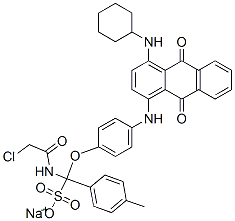 sodium alpha-(chloroacetamido)[4-[[4-(cyclohexylamino)-9,10-dihydro-9,10-dioxo-1-anthryl]amino]phenoxy]xylenesulphonate 구조식 이미지