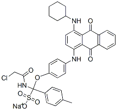 sodium alpha-(chloroacetamido)[4-[[4-(cyclohexylamino)-9,10-dihydro-9,10-dioxo-1-anthryl]amino]phenoxy]xylenesulphonate Structure