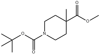 1,4-Piperidinedicarboxylic acid, 4-methyl-, 1-(1,1-dimethylethyl) 4-methyl ester Structure