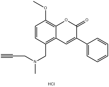 8-methoxy-5-[(methylprop-2-ynylamino)methyl]-3-phenyl-2-benzopyrone hydrochloride 구조식 이미지
