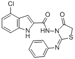 1H-Indole-2-carboxamide, 4-chloro-N-(4-oxo-2-(phenylimino)thiazolidin- 3-yl)- Structure